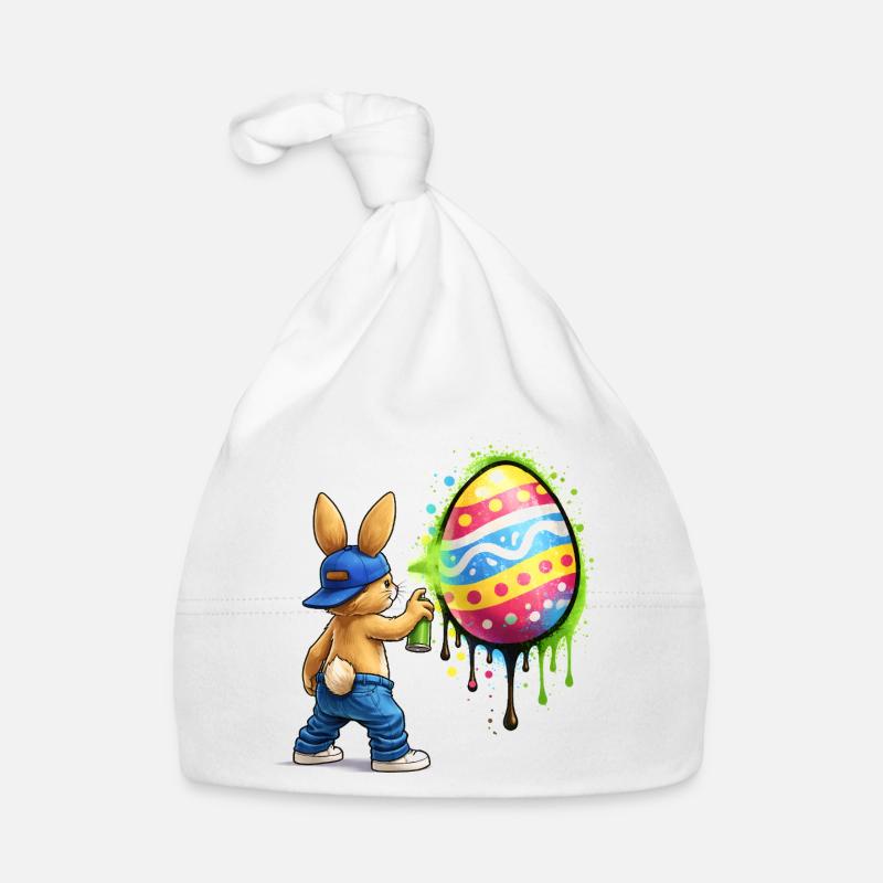 Graffiti Hase mit Osterei Baby Bio-Mütze