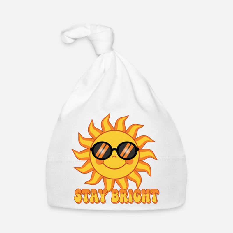 Bleib Bright Retro Groovy Smiling Sun Design Baby Bio-Mütze