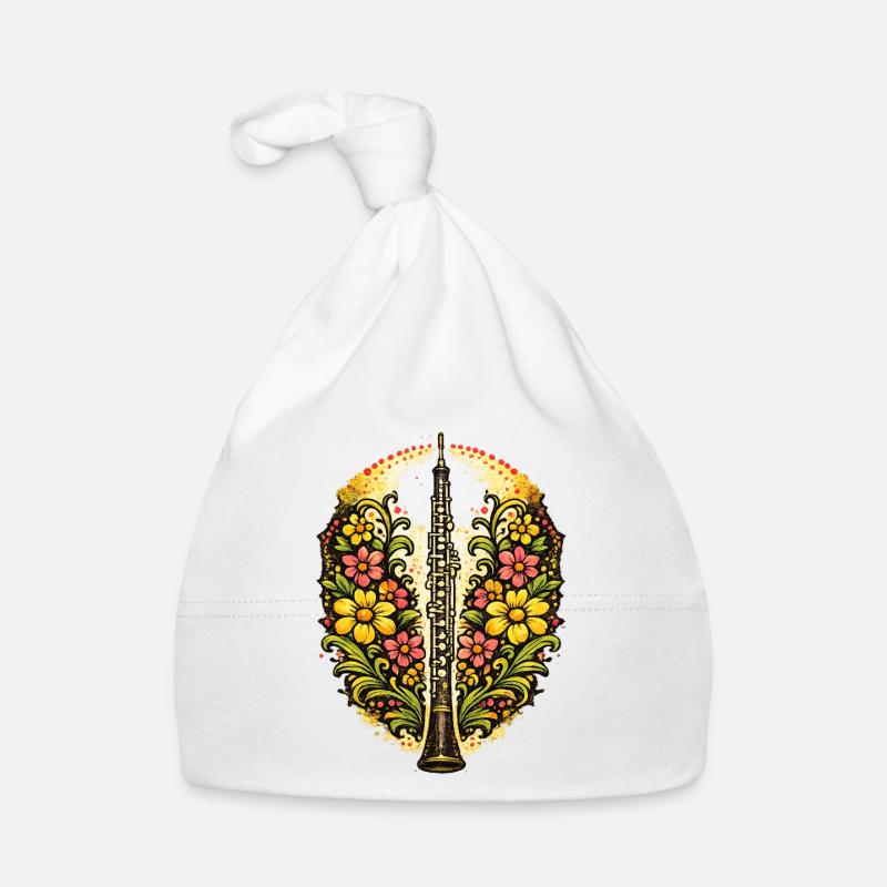 Fleur du saxophone floral - Bonnet bio Bébé - blanc