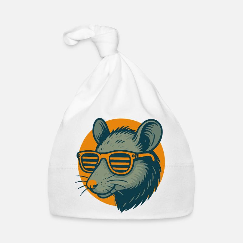 Rat with sunglasses retro style Organic Baby Cap