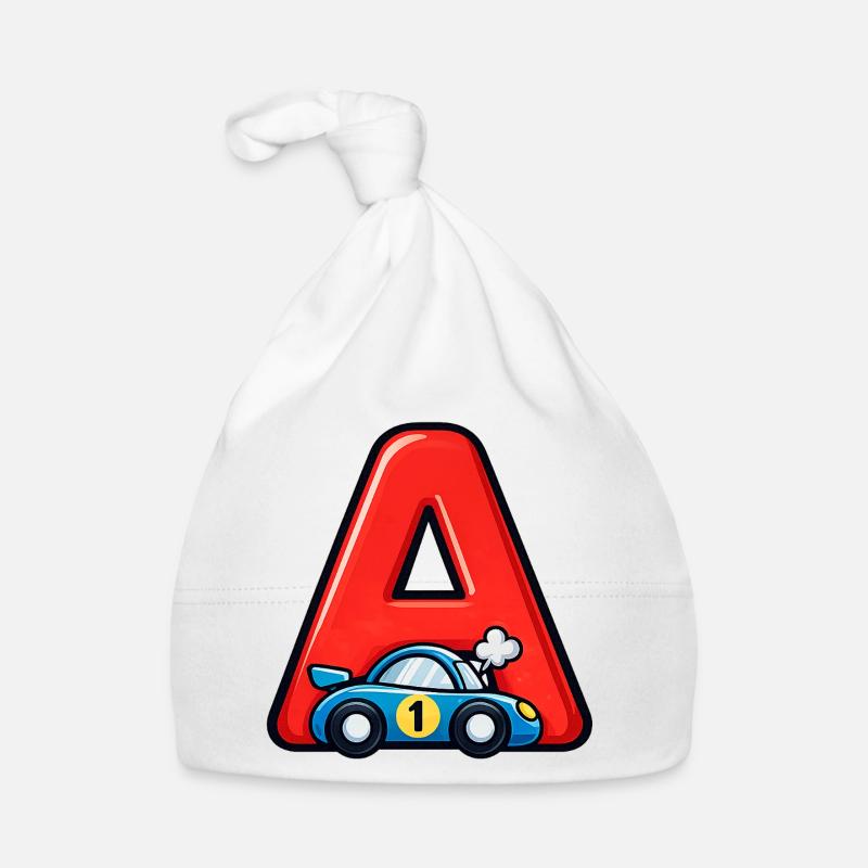 Dessin animé A pour Voitures de Course Bonnet bio Bébé