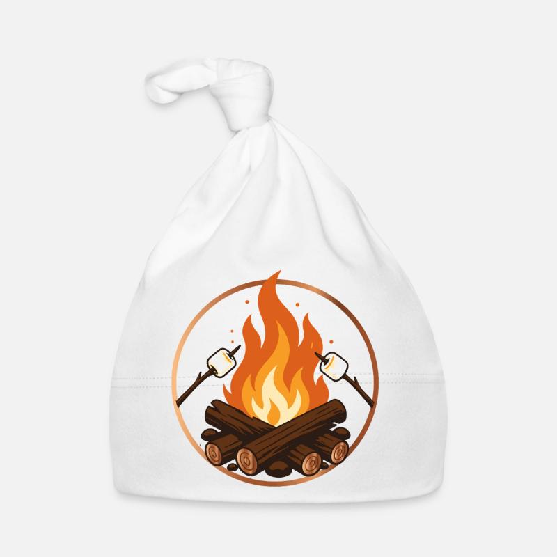 Campfire with Marshmallows Camping Motif Organic Baby Cap