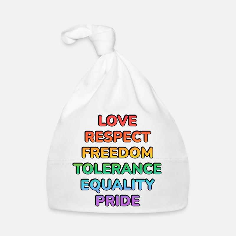 Pride Values Rainbow Text Organic Baby Cap