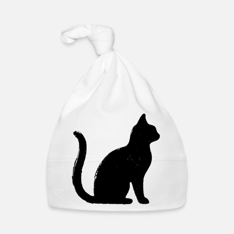 Katze - Silhouette SCHWARZ Baby Bio-Mütze