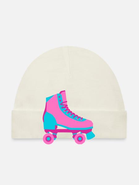 Rollschuh Rollschuhfahren Roller Derby 80er - Baby Bio-Mütze - Weiß - Vorne