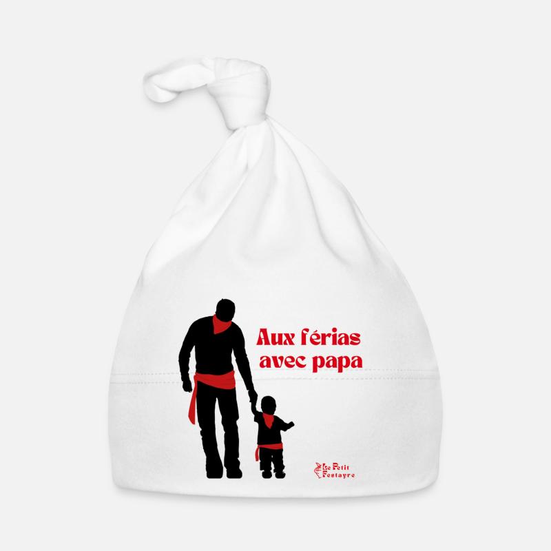 Avec papa aux férias - Bonnet bio Bébé - blanc