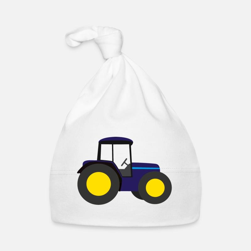 Traktor Trecker - Baby Bio-Mütze - Weiß