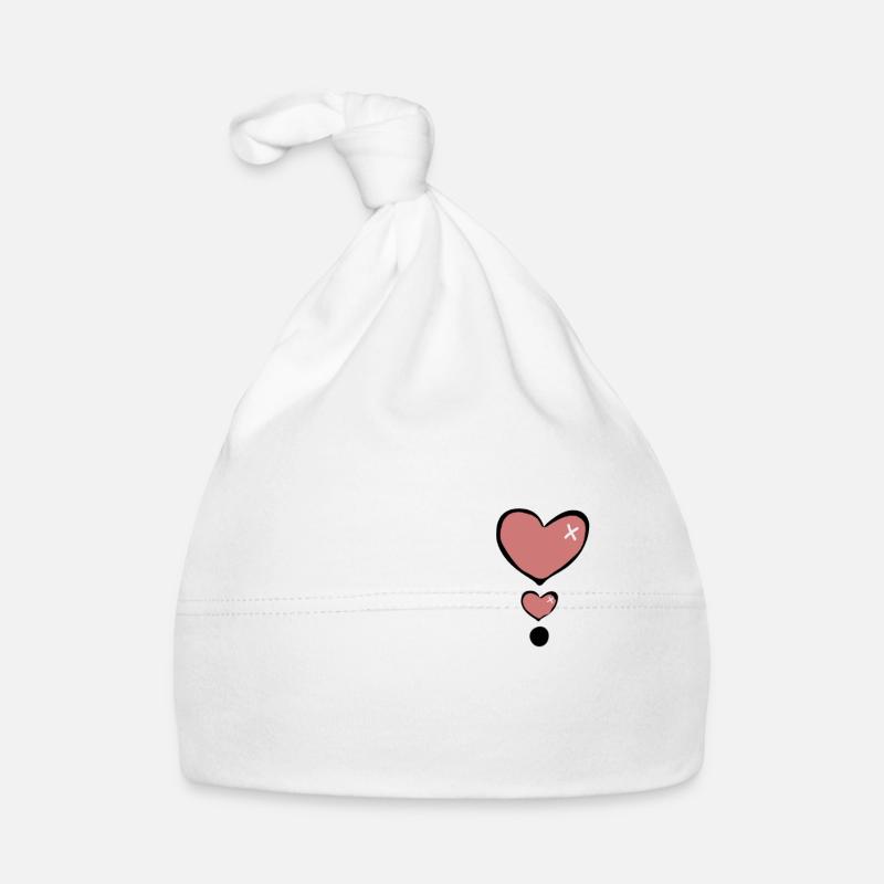 Cœur coeur - Bonnet bio Bébé - blanc