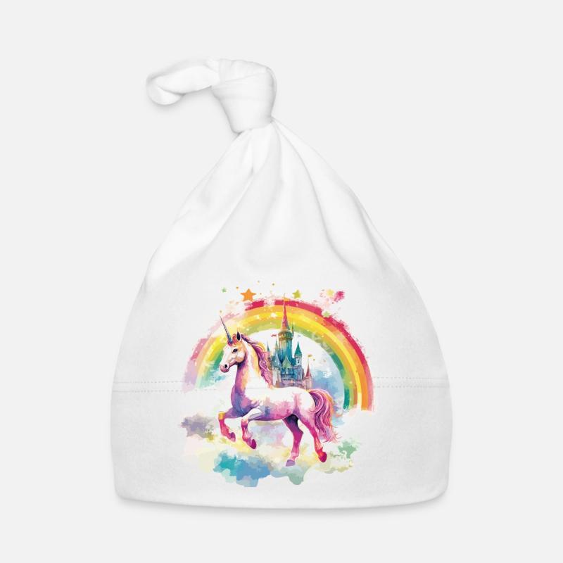 Unicorn Rainbow Castle Colorful Magic Fantasy Organic Baby Cap