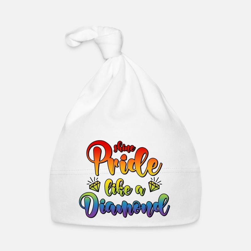LGBT CSD Spruch Diamant Shine Pride Like A Diamond - Baby Bio-Mütze - Weiß