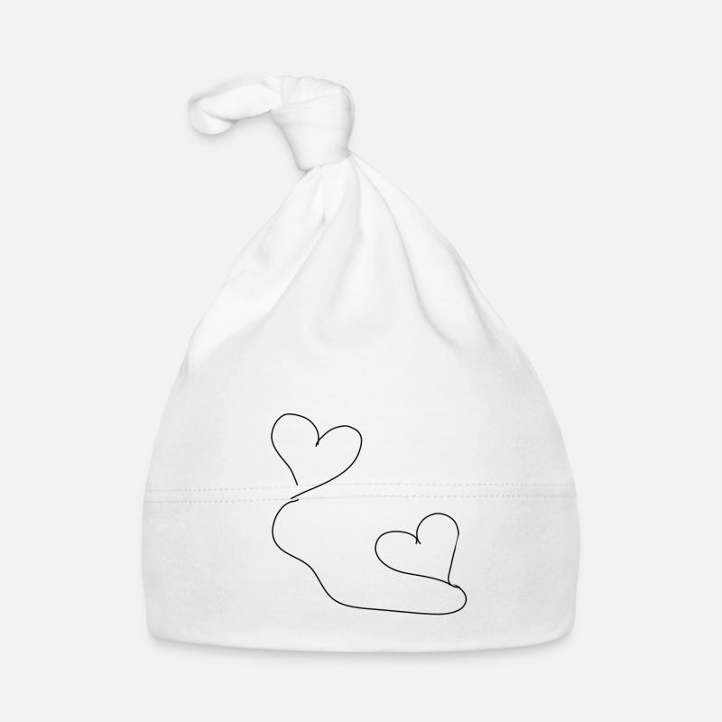 Cœur coeur - Bonnet bio Bébé - blanc