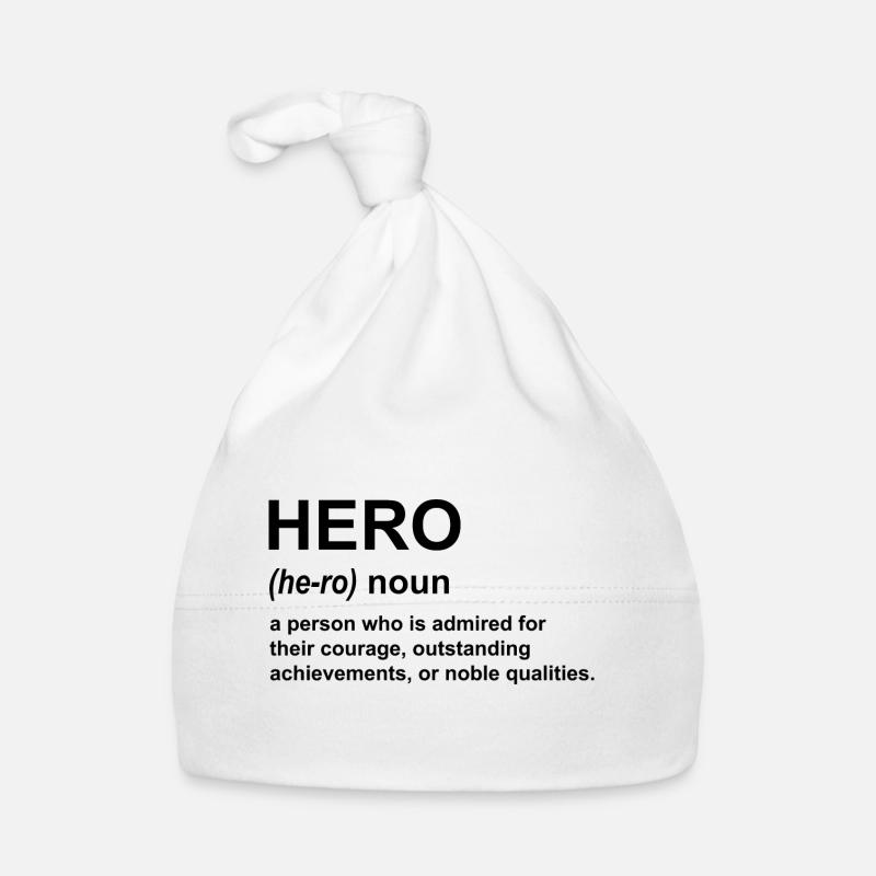Hero Definition Schwarzer Text. Baby Bio-Mütze
