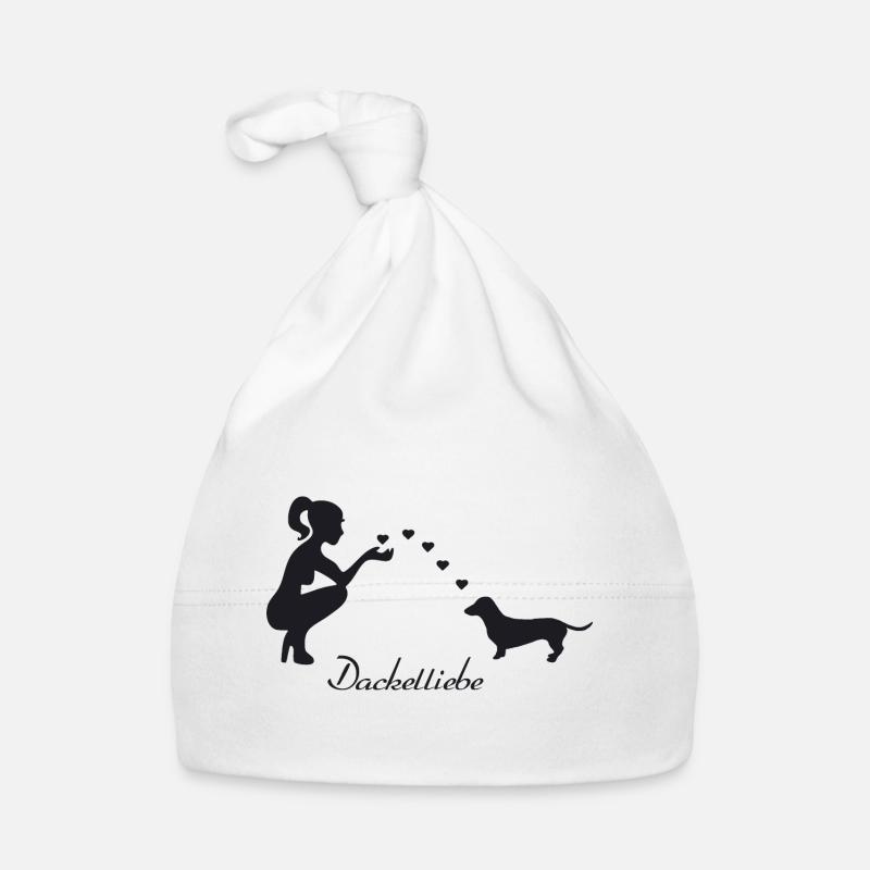 Dackel mit Frau - Baby Bio-Mütze - Weiß