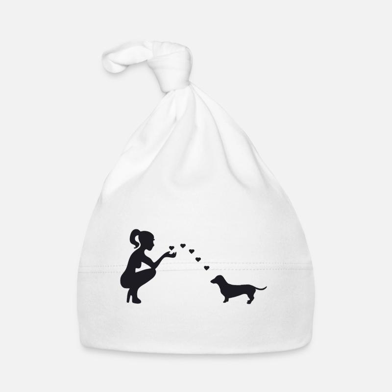 Dackel mit Frau Baby Bio-Mütze