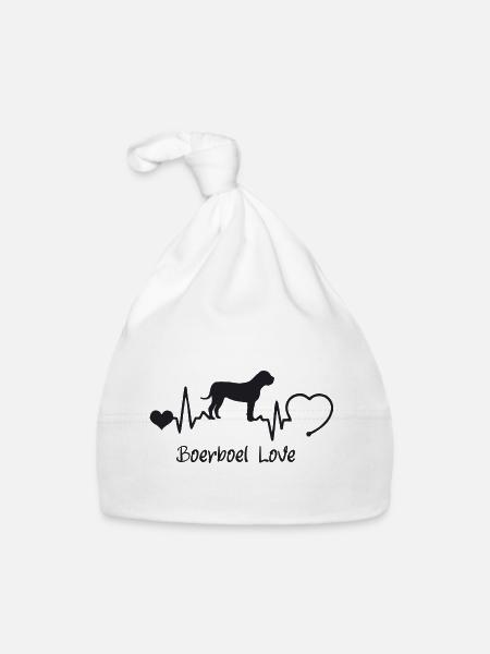 Boerboel mit Herzschlag - Baby Bio-Mütze - Weiß - Vorne