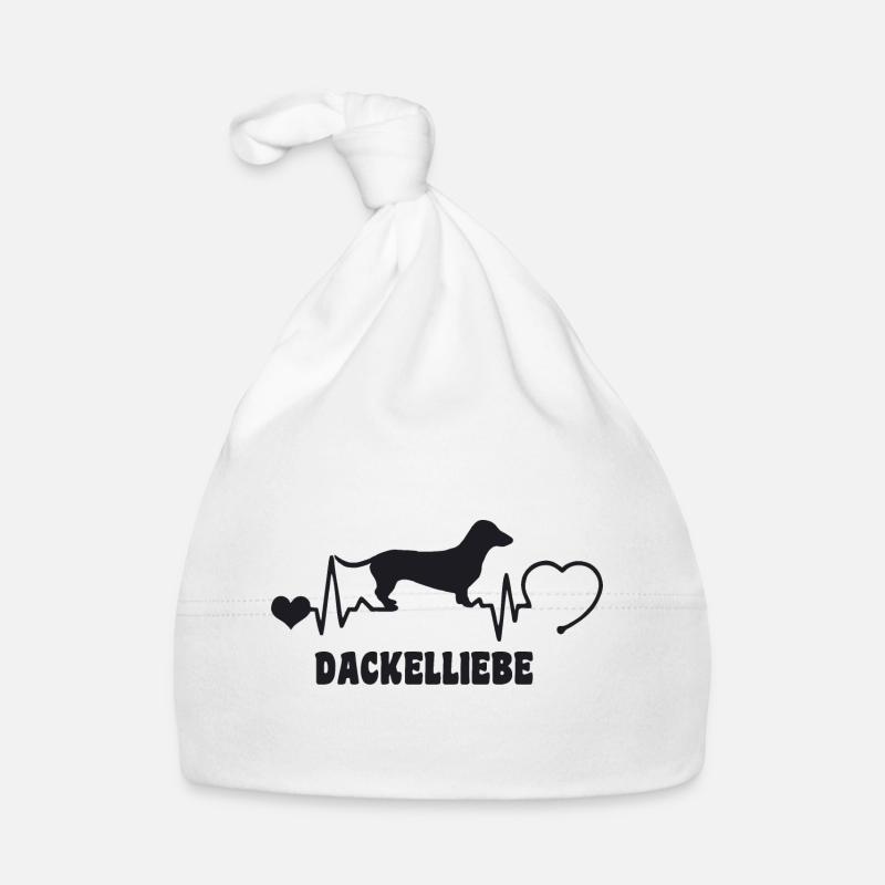 Dackel mit Herzschlag Baby Bio-Mütze