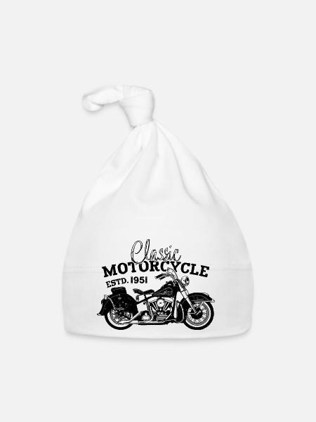 Retro 1951 Motorrad Biker Motorrad Geburtstag 1951 - Baby Bio-Mütze - Weiß - Vorne