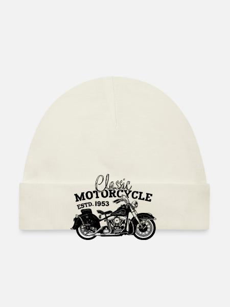 Rétro 1953 Moto Motard Moto Anniversaire 1953 - Bonnet bio Bébé - blanc - Devant