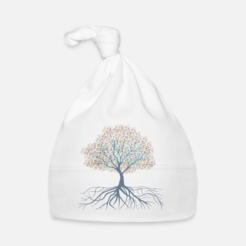 Fruits lumineux sur la conception des arbres - Bonnet bio Bébé - blanc