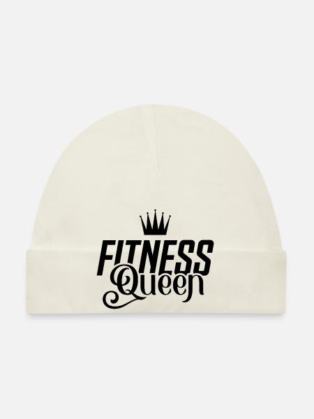 Fitness Queen Krone Workout - Baby Bio-Mütze - Weiß - Vorne