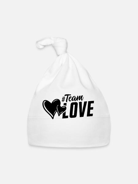 team love love hearts heart - Organic Baby Cap - white - Front