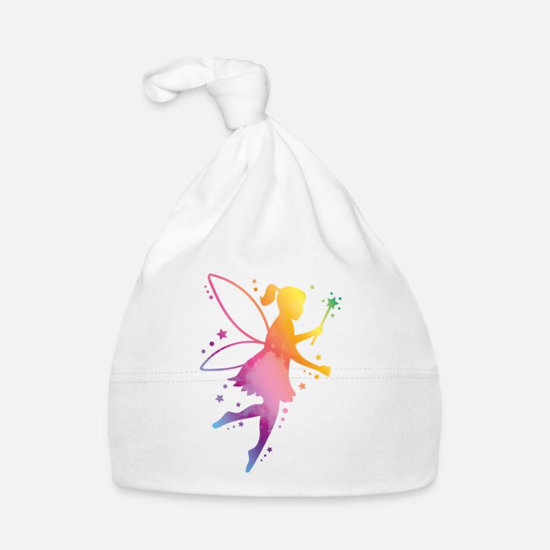 fairy elf colorful silhouette Organic Baby Cap