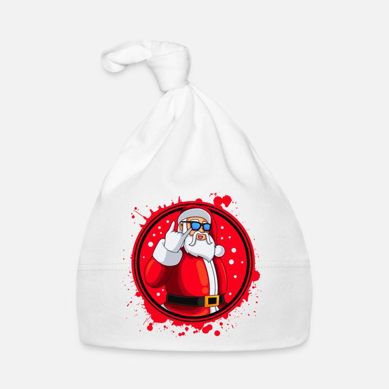 Weihnachtsmann Santa Cool Klecks - Baby Bio-Mütze - Weiß