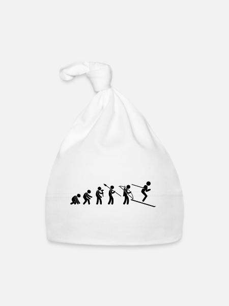 Evolution Skifahrer Ski Fahren Alpen Sport - Baby Bio-Mütze - Weiß - Vorne
