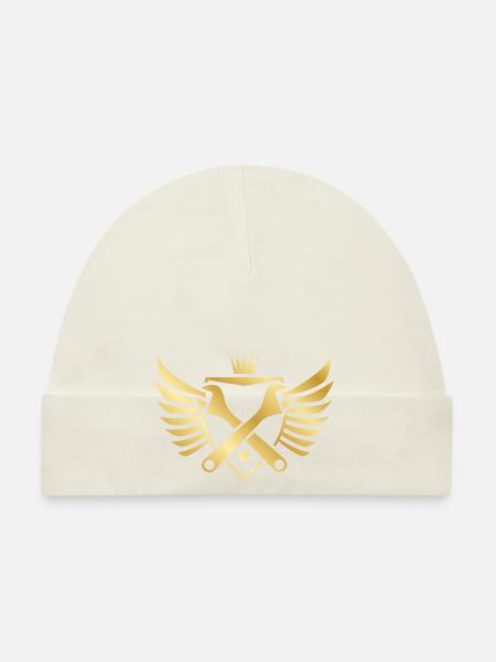 Clé artisanale blason or - Bonnet bio Bébé - blanc - Devant