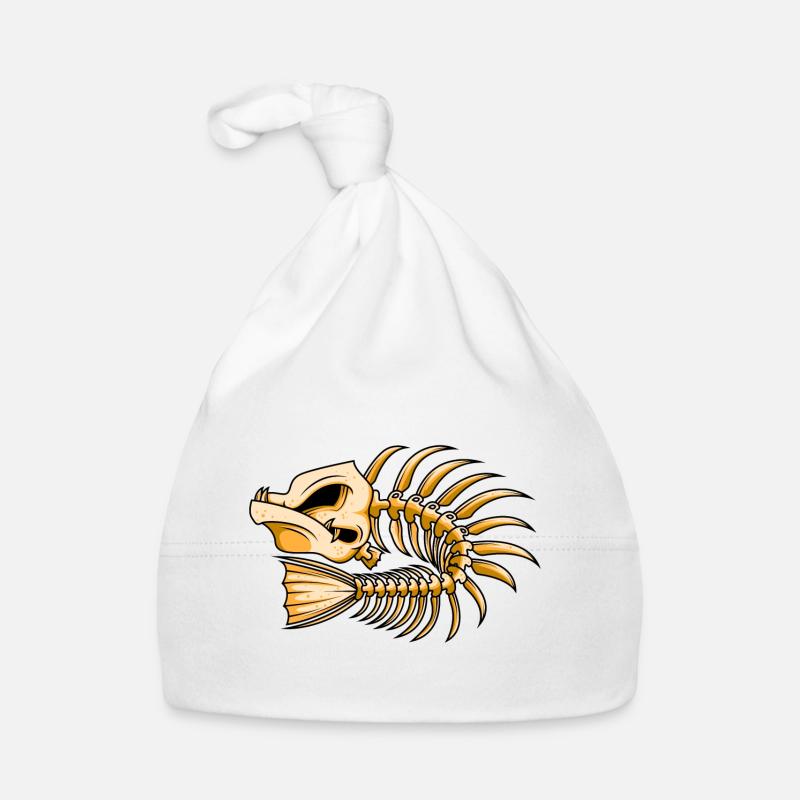 fish bones skeleton fish - Organic Baby Cap - white