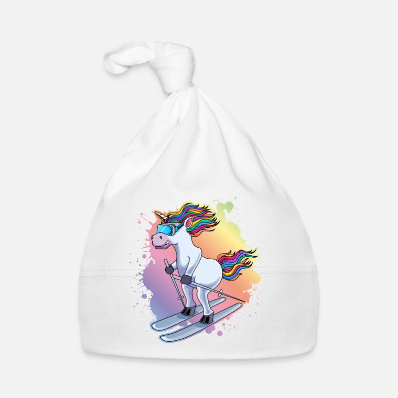 Piste de ski Einhorn Bunt Klecks Bonnet bio Bébé