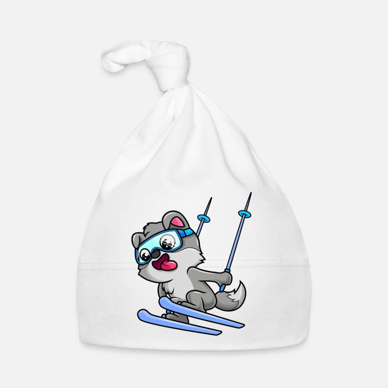 wolf ski comic baby - Organic Baby Cap - white