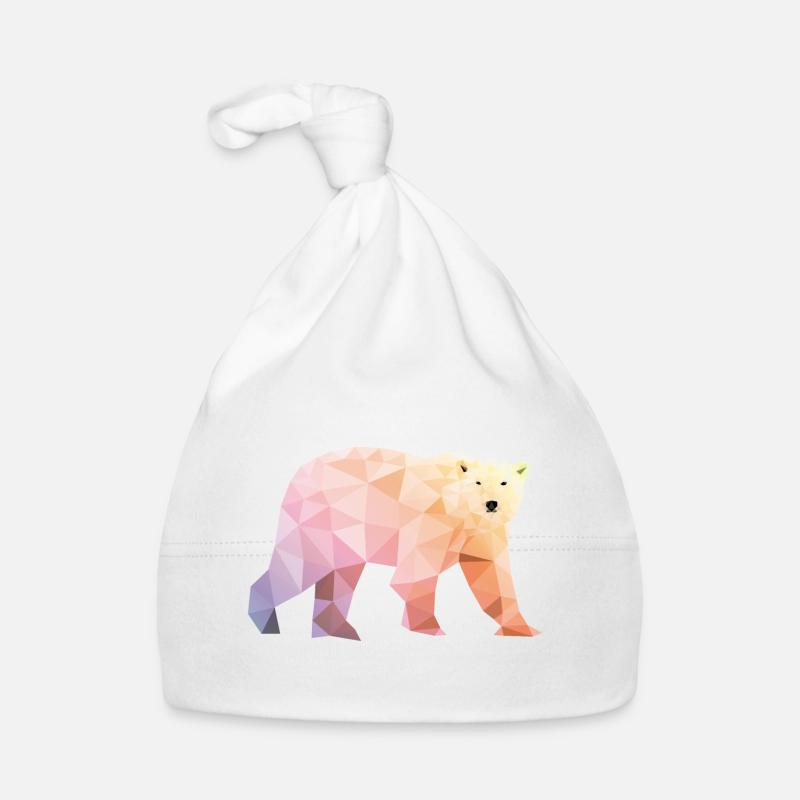 ours polaire polygone ours polaire coloré - Bonnet bio Bébé - blanc