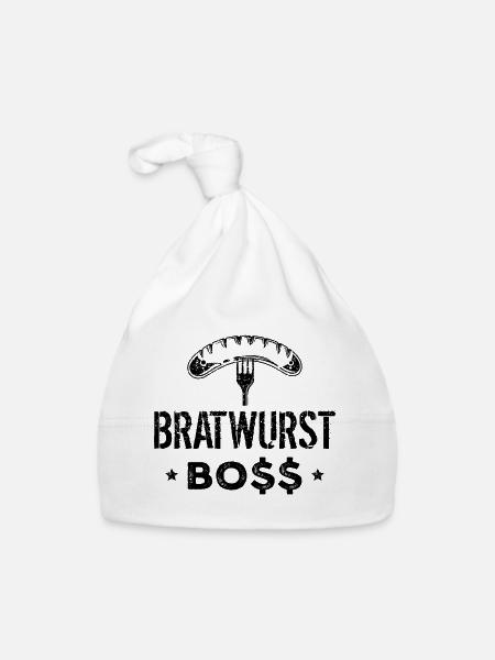 Bratwurst Boss Chefkoch - Baby Bio-Mütze - Weiß - Vorne