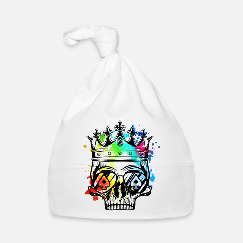 squelette tête de mort couronne symbole roi - Bonnet bio Bébé - blanc