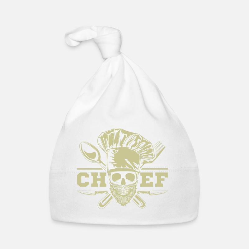 Totenkopf Chef Koch - Baby Bio-Mütze - Weiß