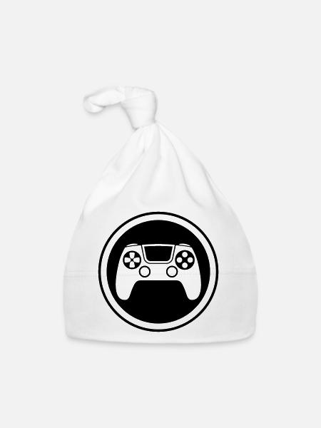 Gamepad Symbol Controller - Organic Baby Cap - white - Front