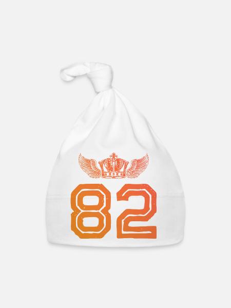 82 Number crown - Organic Baby Cap - white - Front