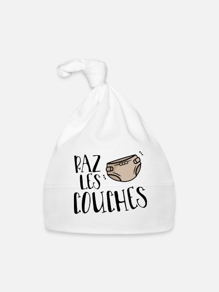 Raz les couches - fille - Bonnet bio Bébé - blanc - Devant