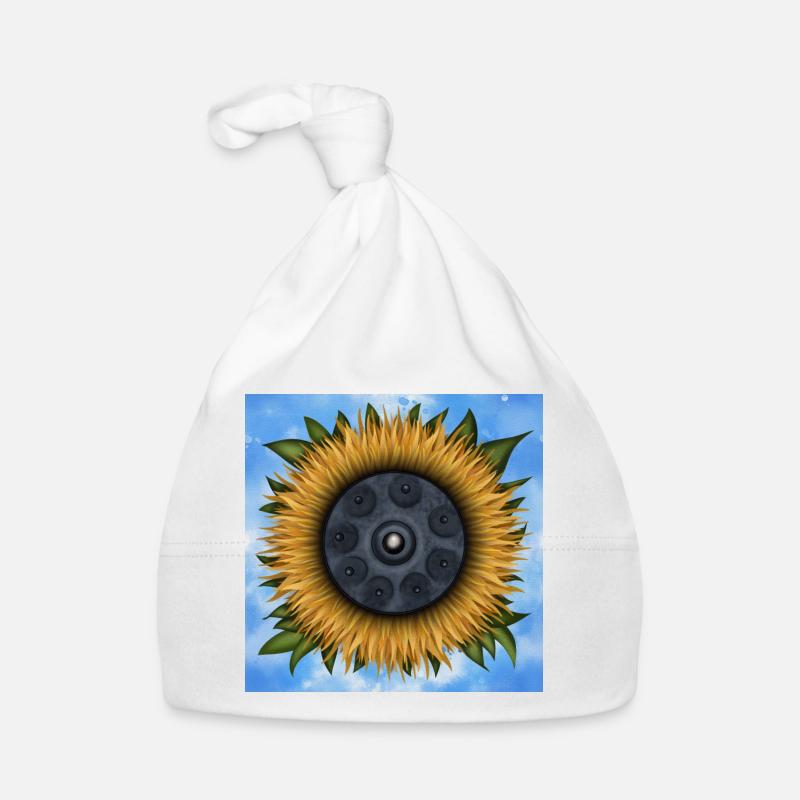 Handpan au tournesol - Bonnet bio Bébé - blanc