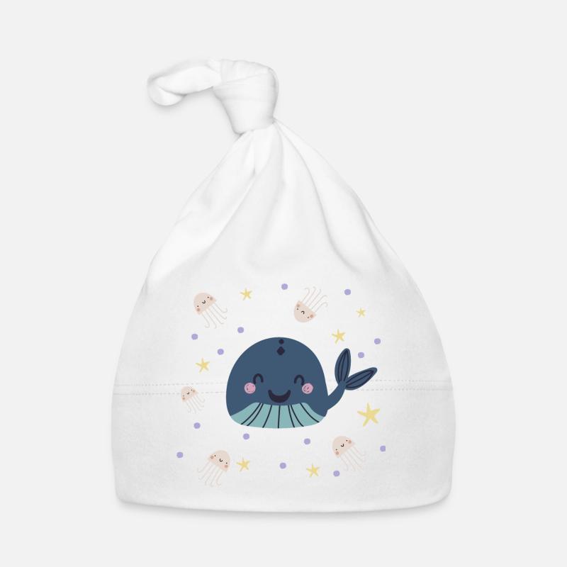 Whale with jellyfish | Underwater world Modern and Boho Organic Baby Cap