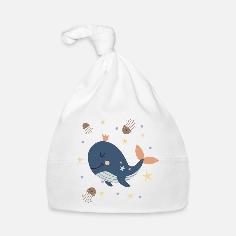Baleine à couronne et méduse | Monde sous-marin | Boho Bonnet bio Bébé
