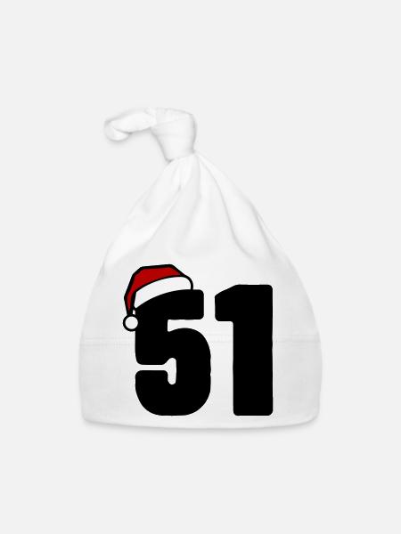 51 Zahl Weihnachten - Baby Bio-Mütze - Weiß - Vorne