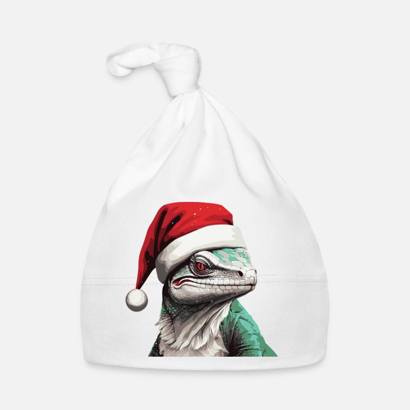 LizardChristmas Animal Portrait Lizard Xmas Organic Baby Cap