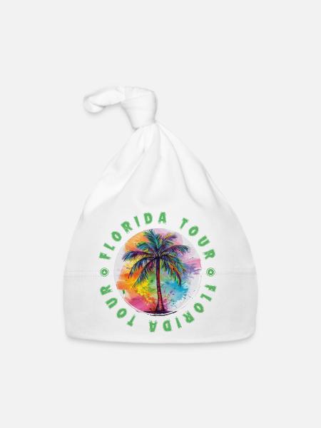 Florida Tour Urlaub Plame Bunt - Baby Bio-Mütze - Weiß - Vorne