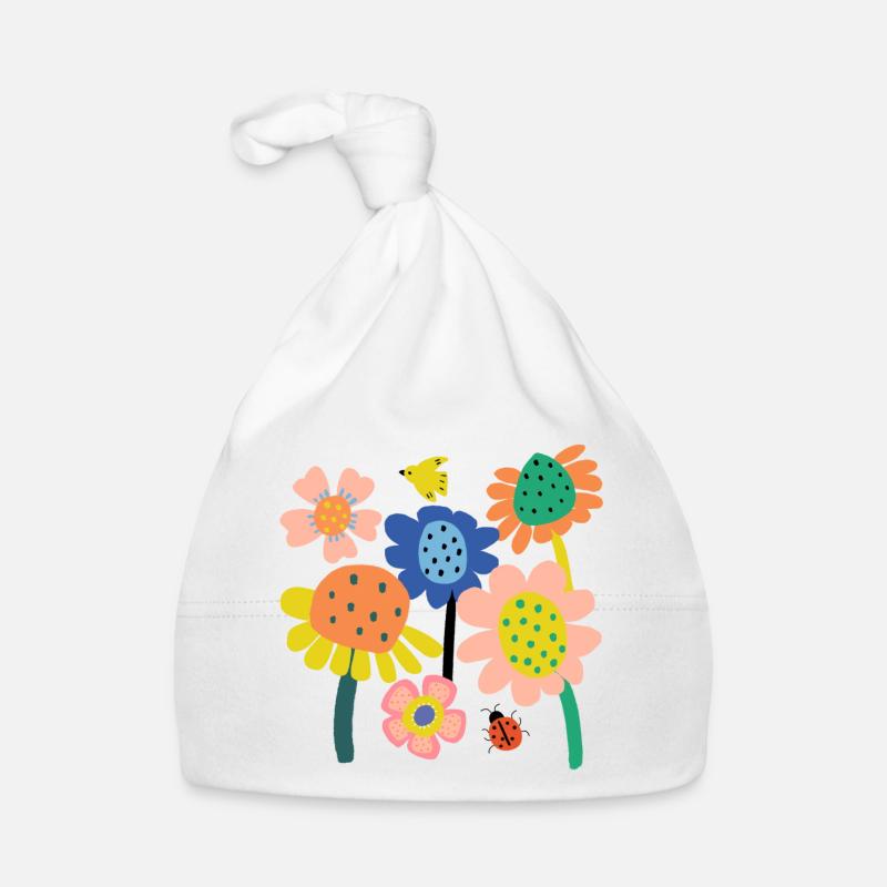 Bunter Blumen Garten - Baby Bio-Mütze - Weiß