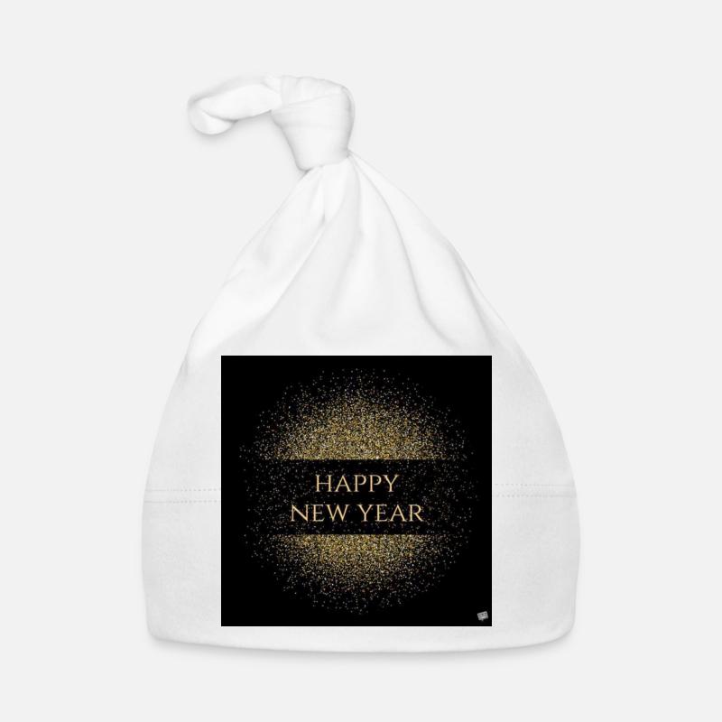 Goldglitzer Neujahrsgruß Baby Bio-Mütze