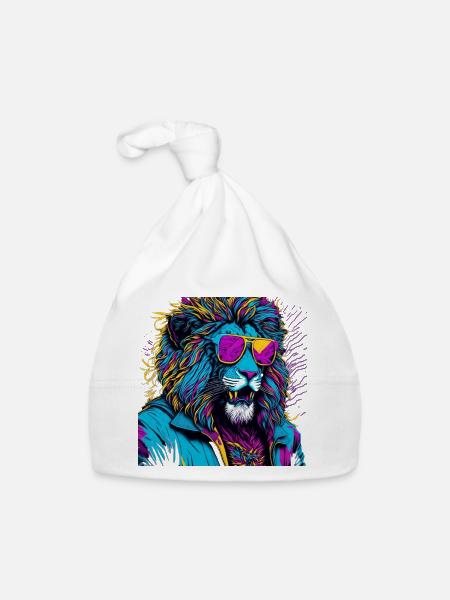 Leone Neon Glasses - Organic Baby Cap - white - Front