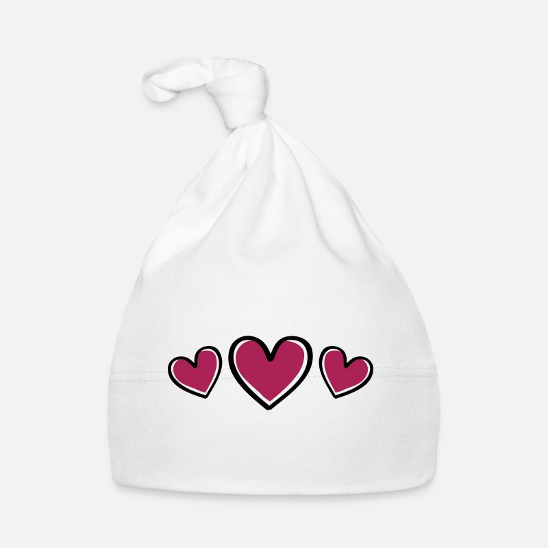 coeurs symbole coeur amour - Bonnet bio Bébé - blanc