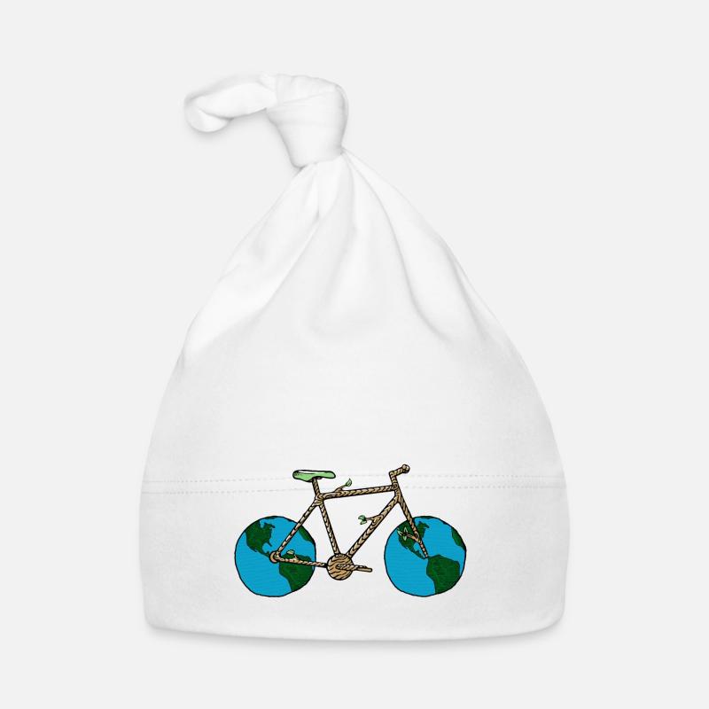 Planète Terre vélo, jeu de mots cyclisme, roue de vélo Art - Bonnet bio Bébé - blanc